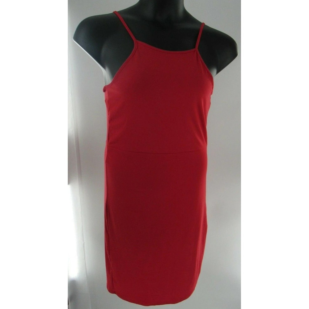 Women's Red Solid Spaghetti Strap Dress Stretchy Y2K Size: XL Brand New